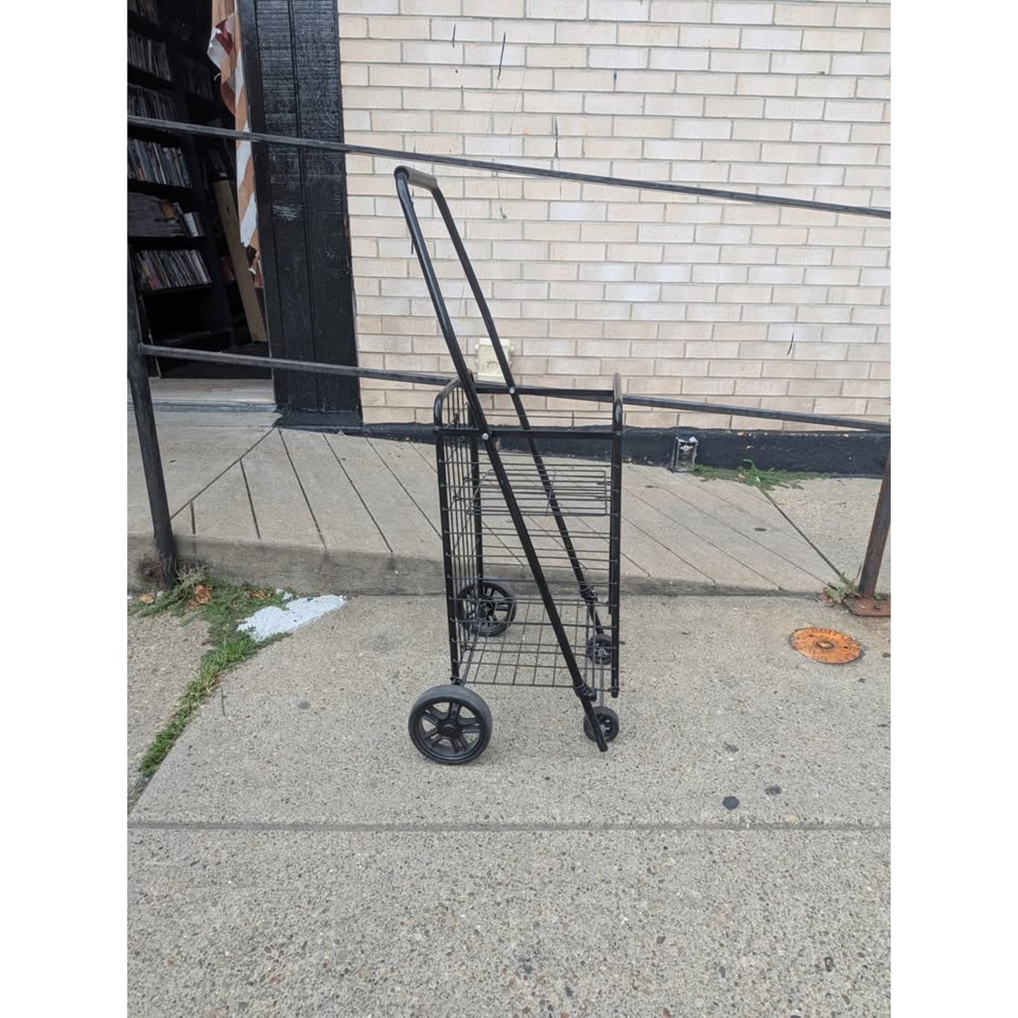 Folding Shopping Cart with Wheels and Double Basket