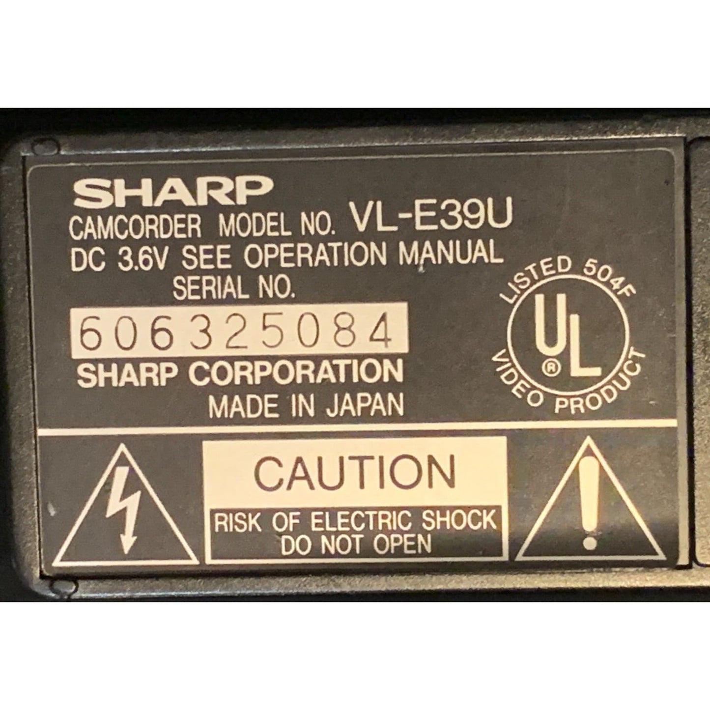 Sharp VL-E39U Viewcam Hi-Fi Monaural 8mm Camcorder (No Battery)
