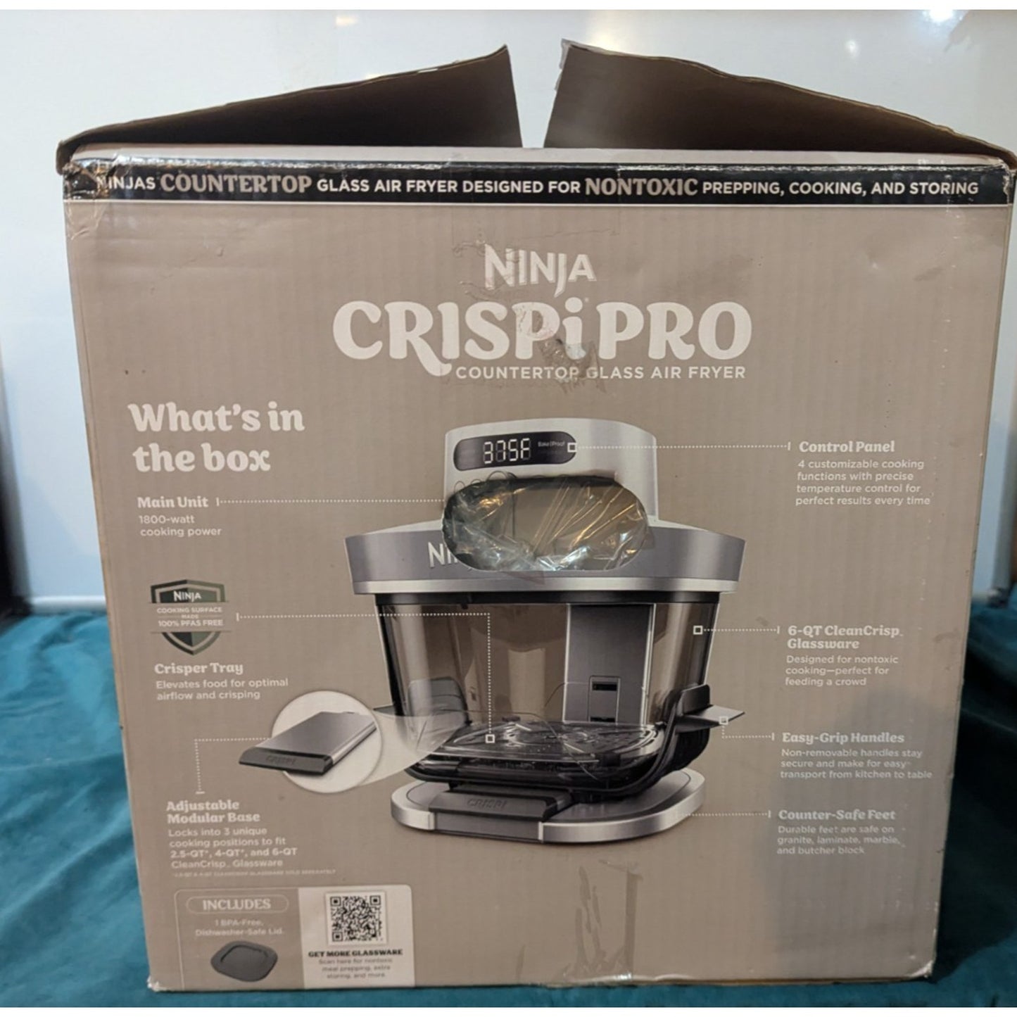 Ninja Crispi Pro Glass Air Fryer 6 qt 4-in-1 AS100WH