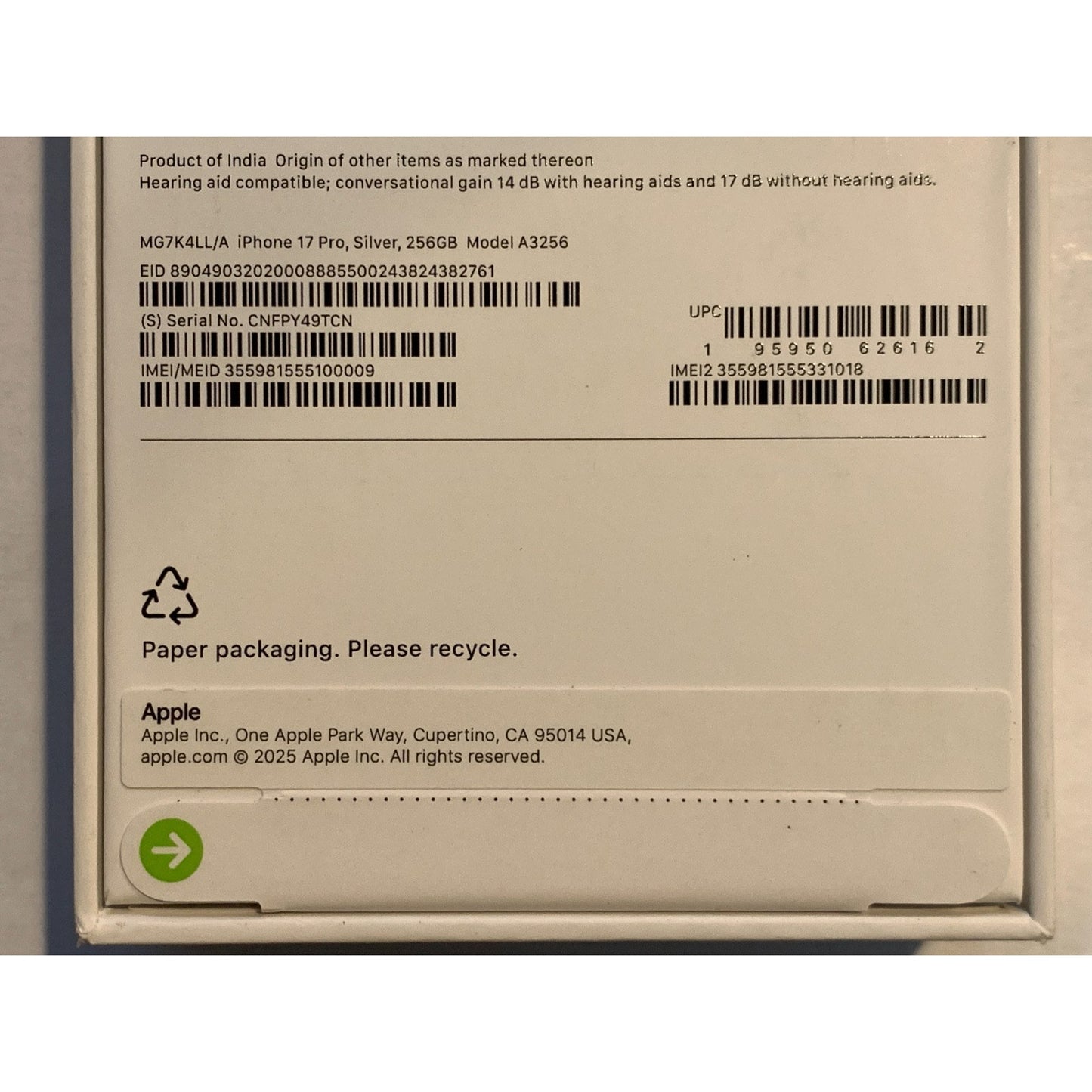 Apple iPhone 17 Pro 256 GB Silver Unlocked