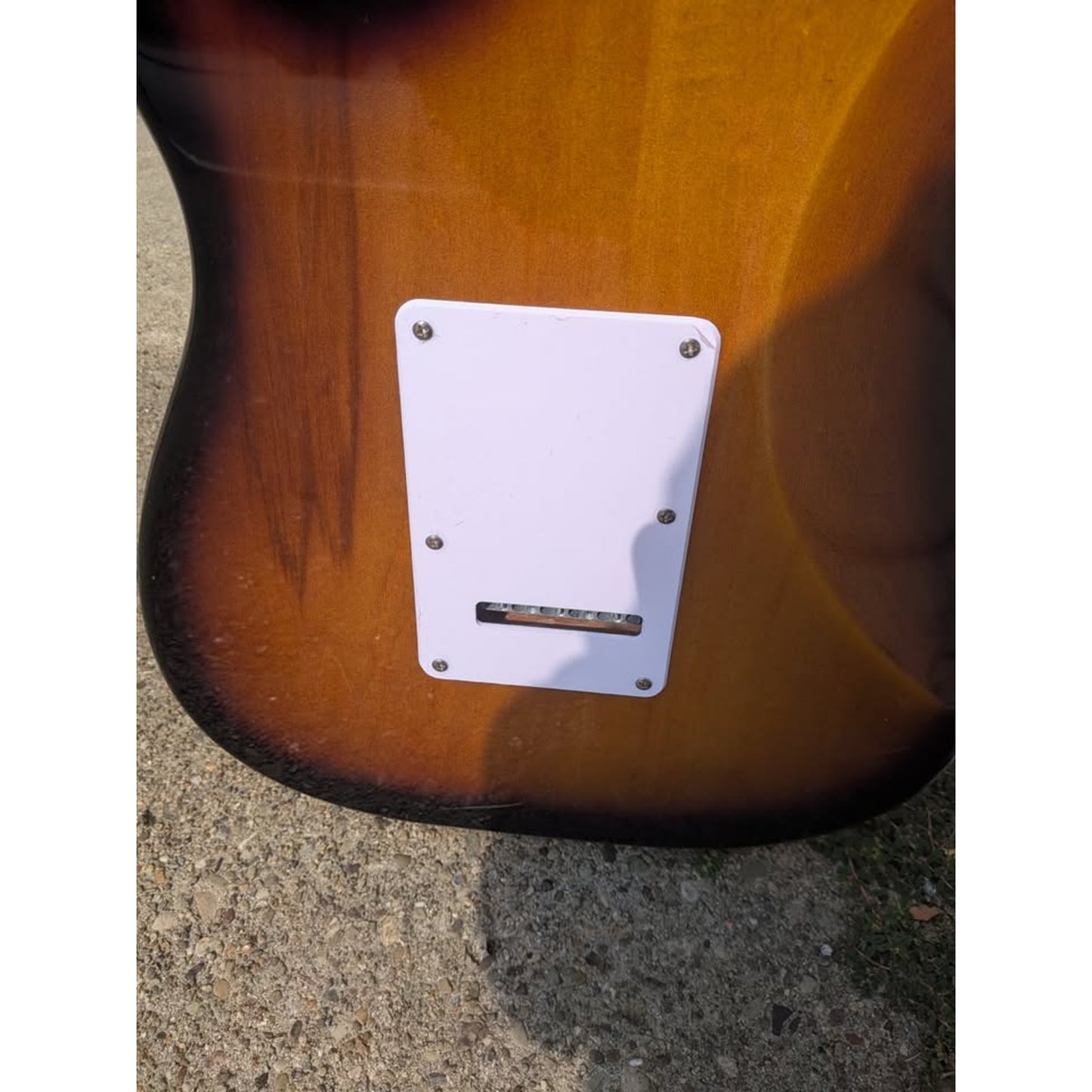 Fender Squire Strat 6 String Electric Guitar / Black and Brown