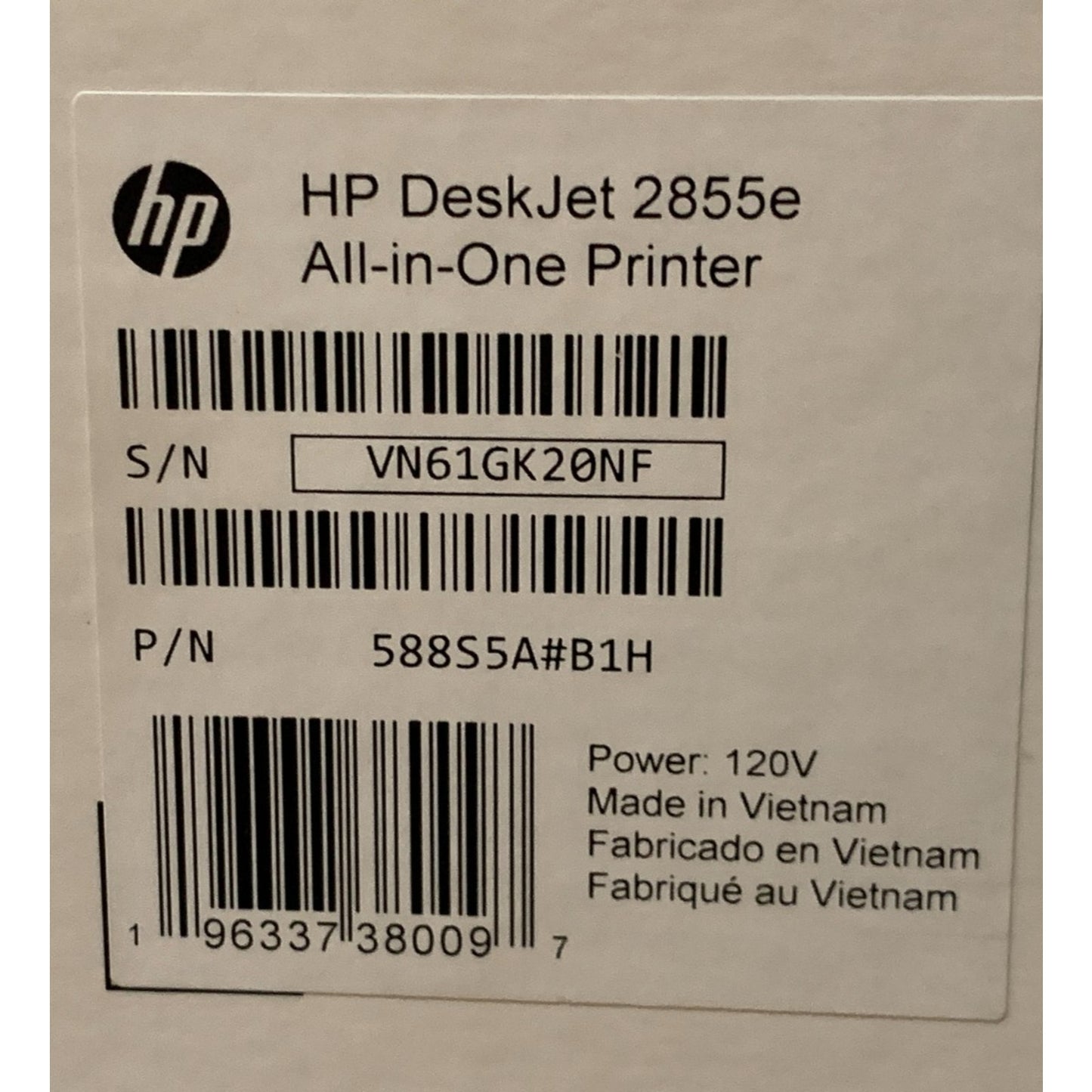 HP Deskjet 2855e All-in-One Inkjet Printer, Scanner & Copier
