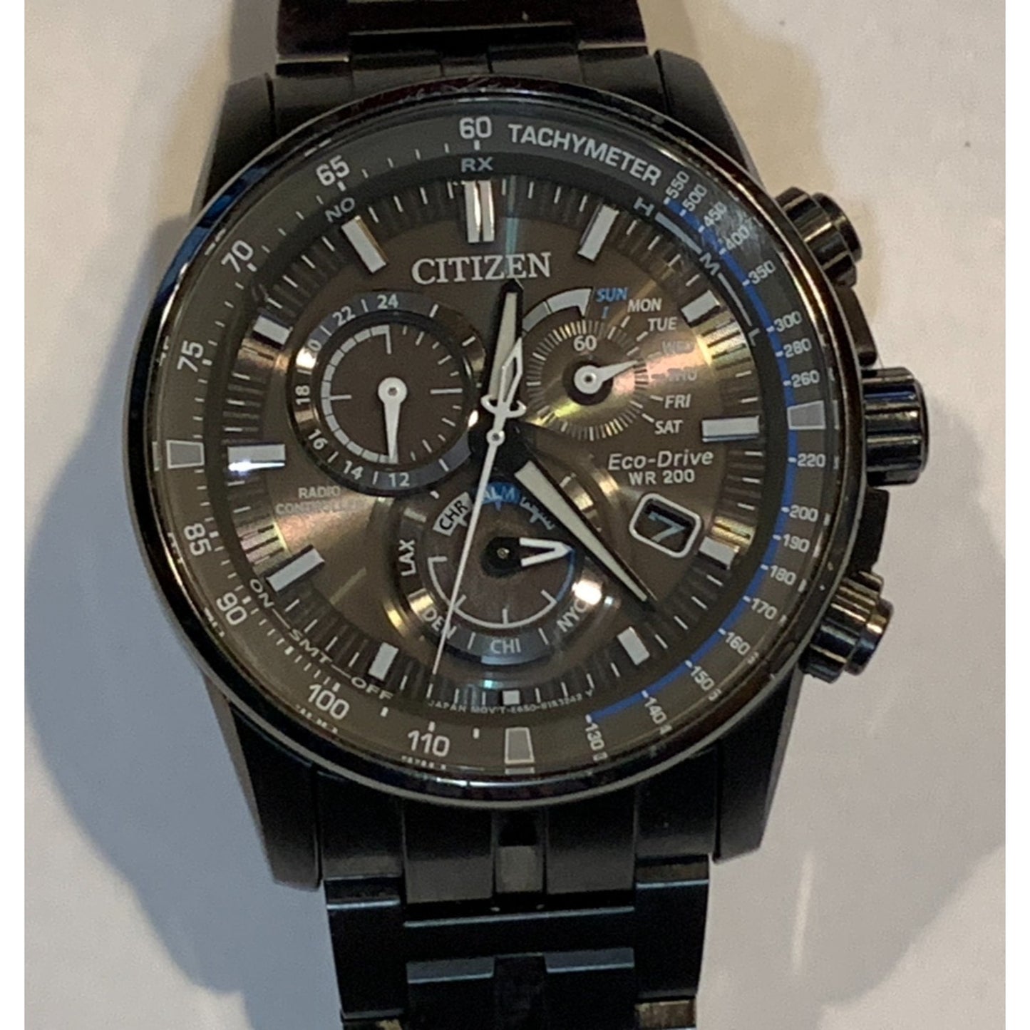 Citizen Eco-Drive E660-S111145 Radio Controlled Gray Blue Quartz Mens Watch