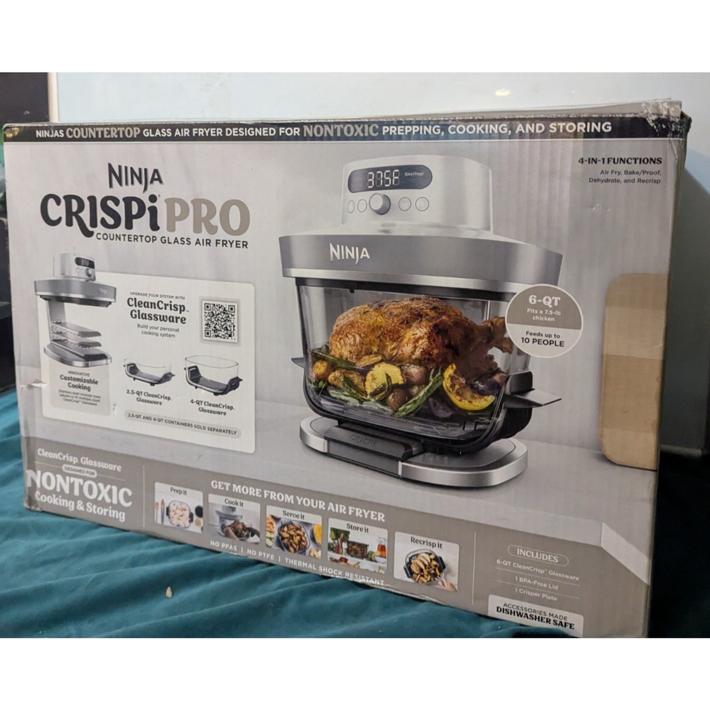 Ninja Crispi Pro Glass Air Fryer 6 qt 4-in-1 AS100WH