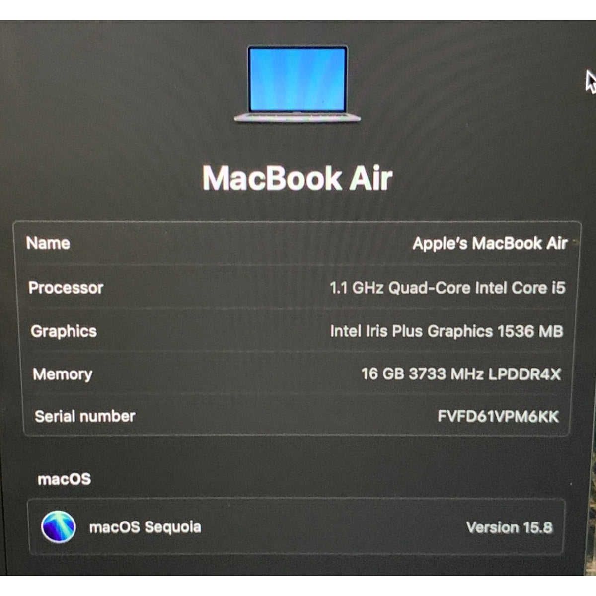 Apple MacBook Air A2179 (2020) 13.3" | i5-1030NG7 | 8GB PC4L | 256GB Sequoia