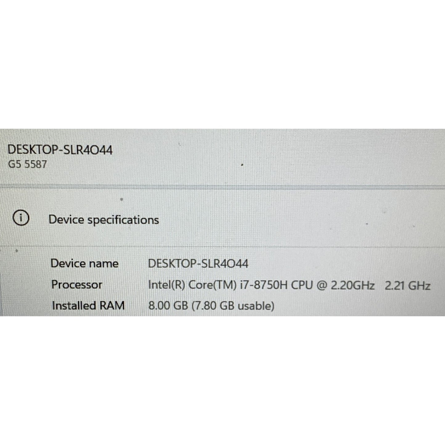 Dell G5 15-5587 15.6" i7-8750H 2.2GHz 128GB SSD 1TB HDD 8GB DDR4 Laptop