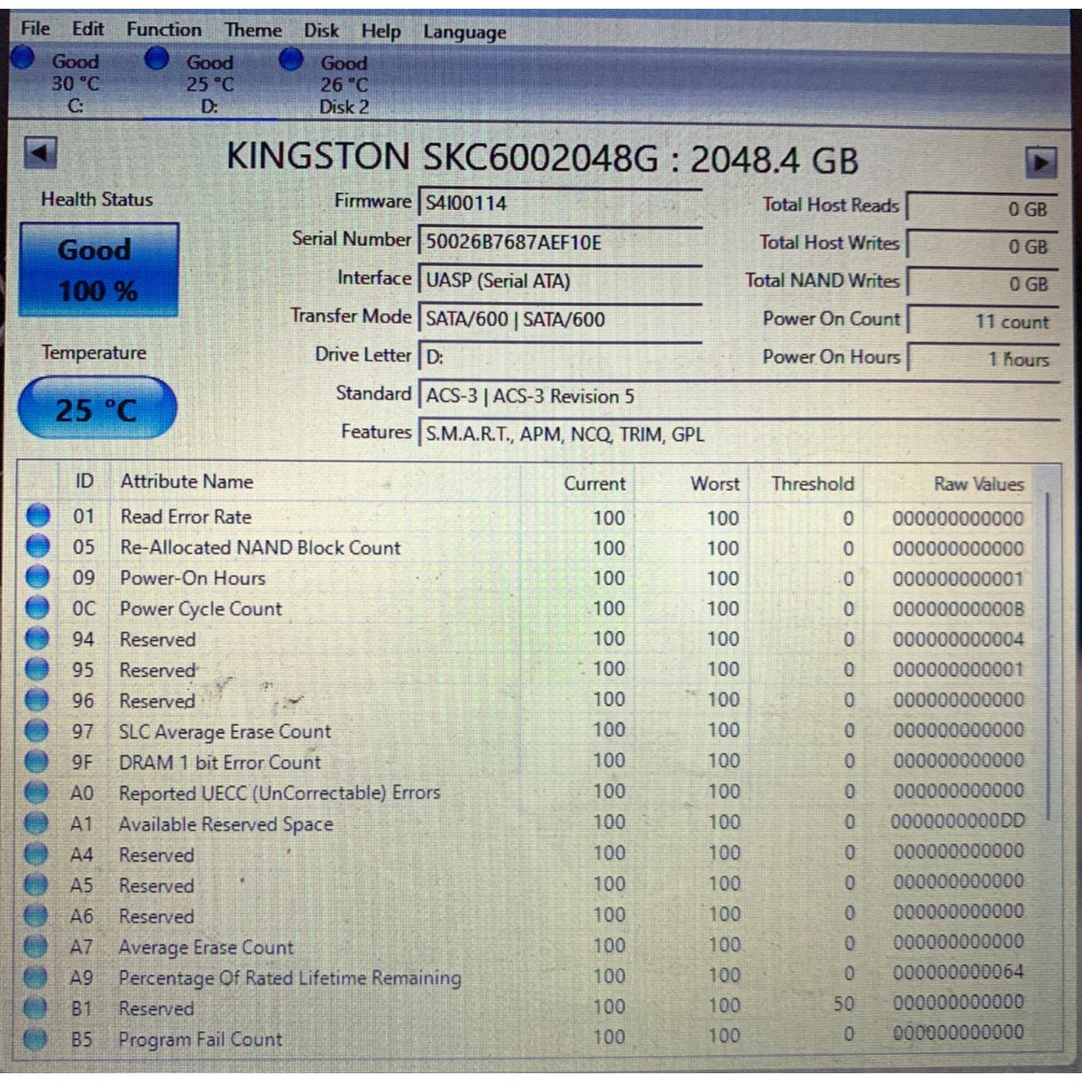 Kingston KC600 2TB 3D TLC NAND 2.5 in SATA III Internal SSD (SKC600/2048G)