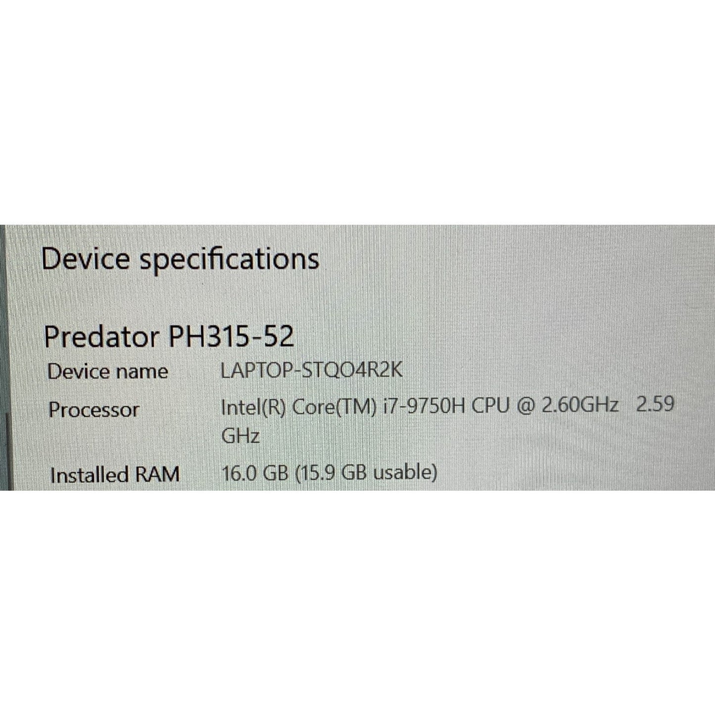 Acer Predator Helios 300 15.6" Gaming Laptop i7-7950H 16GB 512GB SSD GTX 1660 Ti