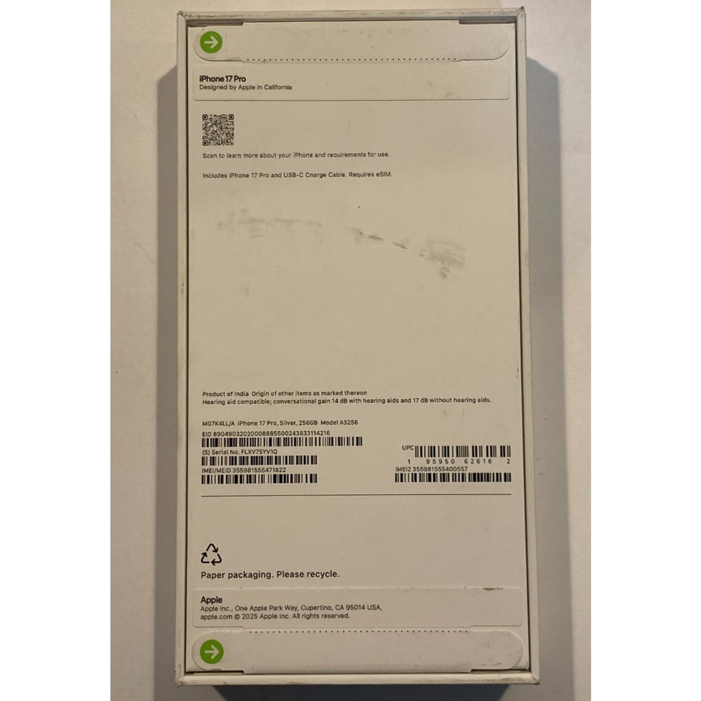 Apple iPhone 17 Pro 256 GB Silver Unlocked