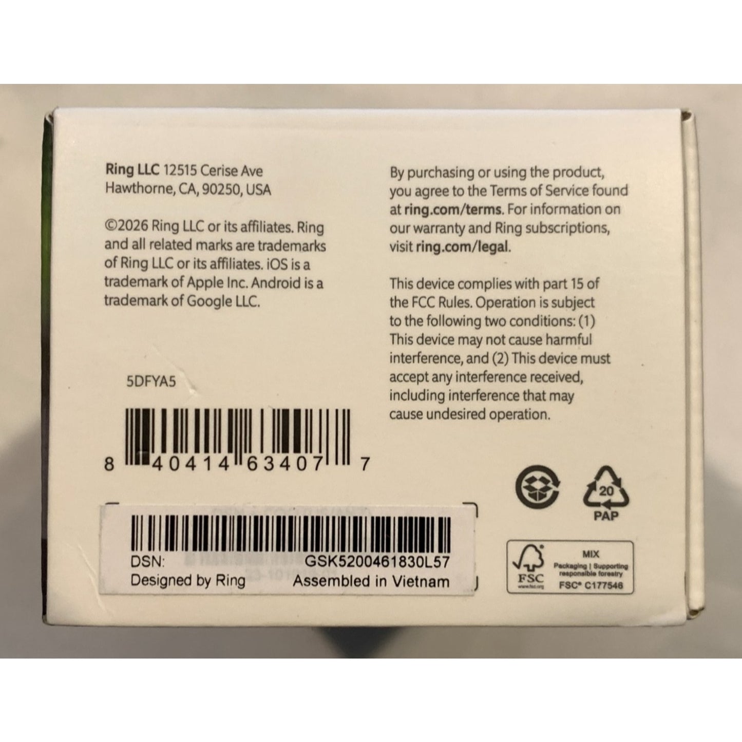 Ring Battery Doorbell Camera (2026 Model) 2K - Speckled Gray - New, Sealed