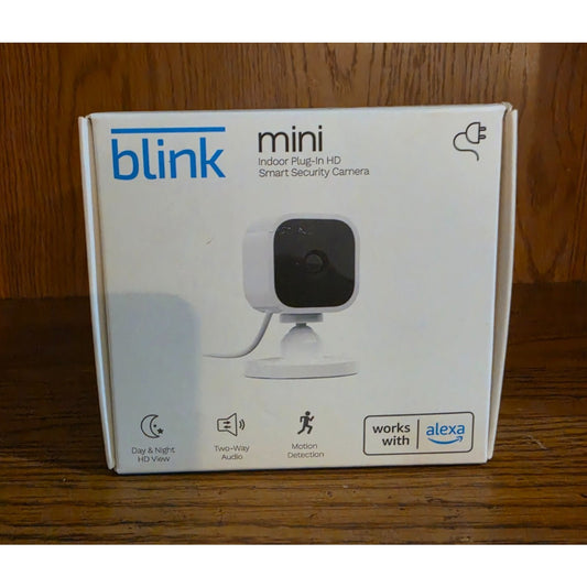Blink Mini Smart Security Camera Indoor Outdoor Plug-In White