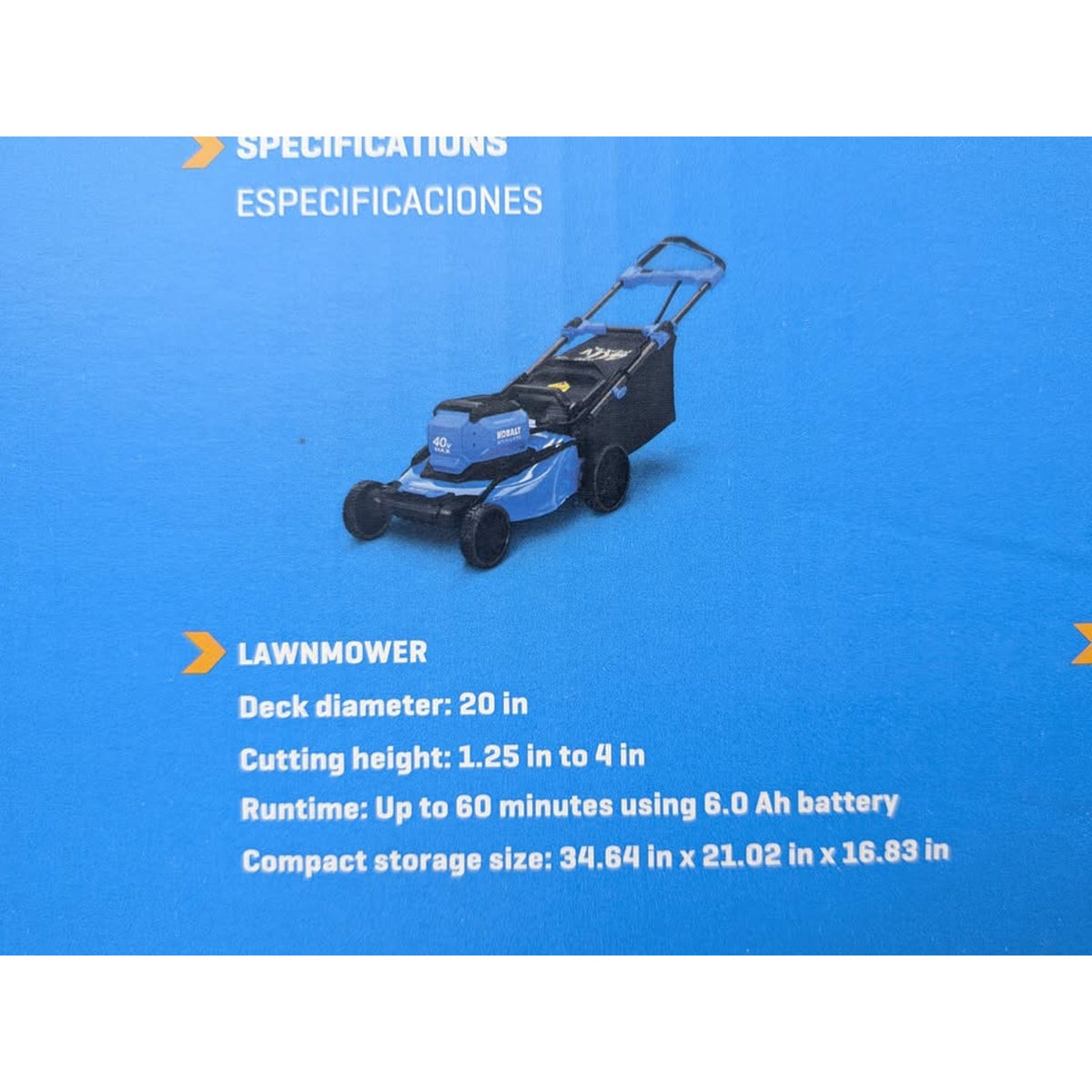 Kobalt Gen4 40V 6Ah 20" Cordless Push Lawn Mower / KPM 1040A-03