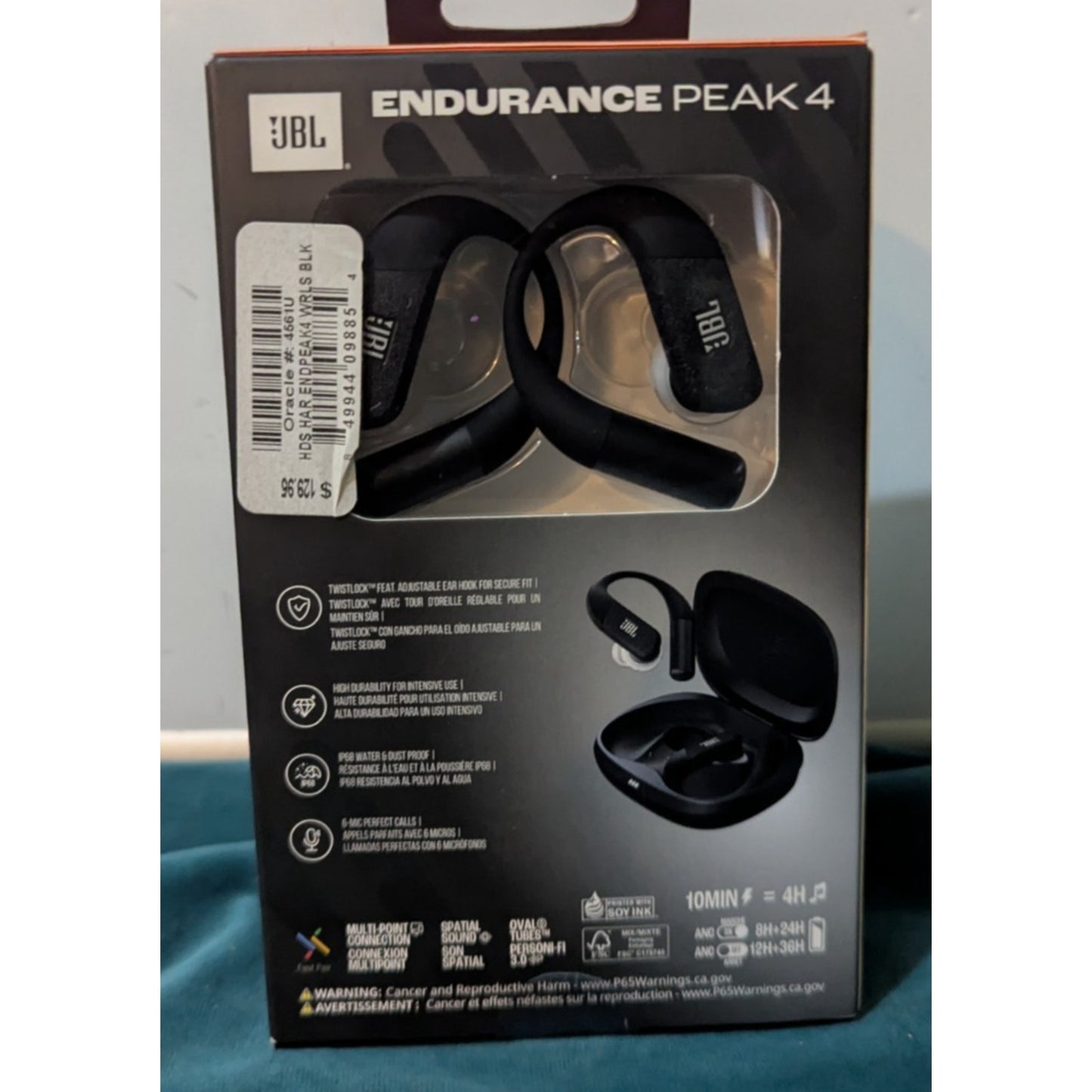 JBL Endurance Peak 4 Wireless Bluetooth Sports Earbuds (Black)