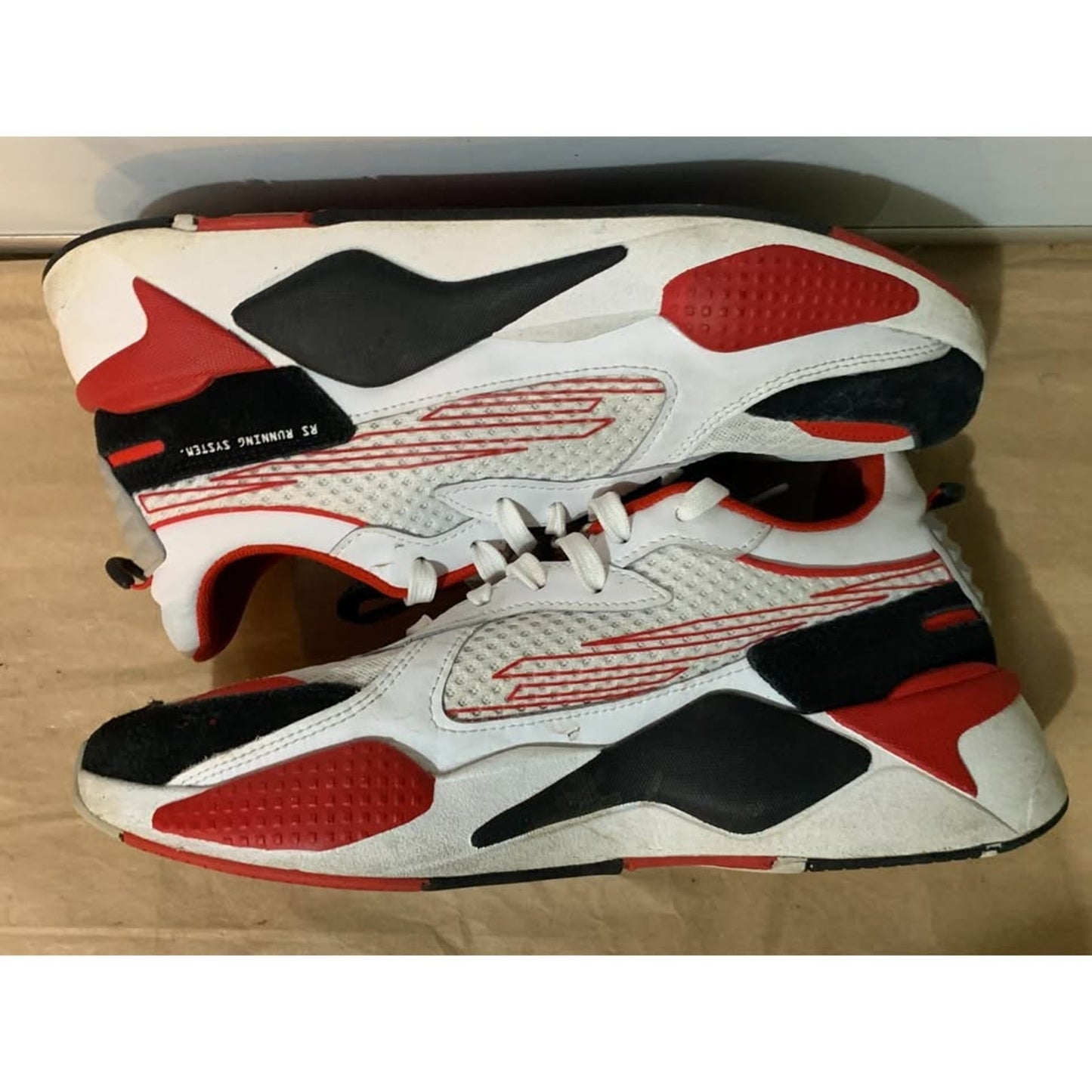 Mens Puma RS-X Cyber White/High Risk Red/Black Running Shoes 374331 01 Size 10