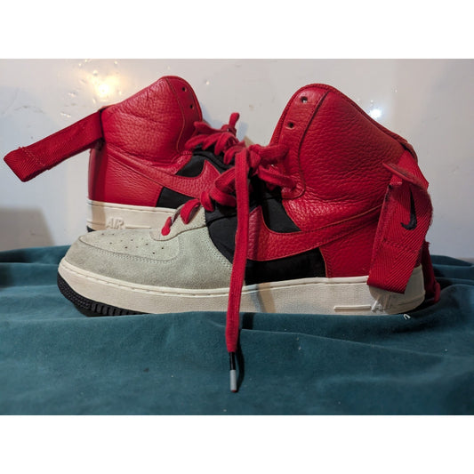 Nike Air Force 1 High 07 LV8 Wolf Grey-University Red SZ 11.5 [806403-007]