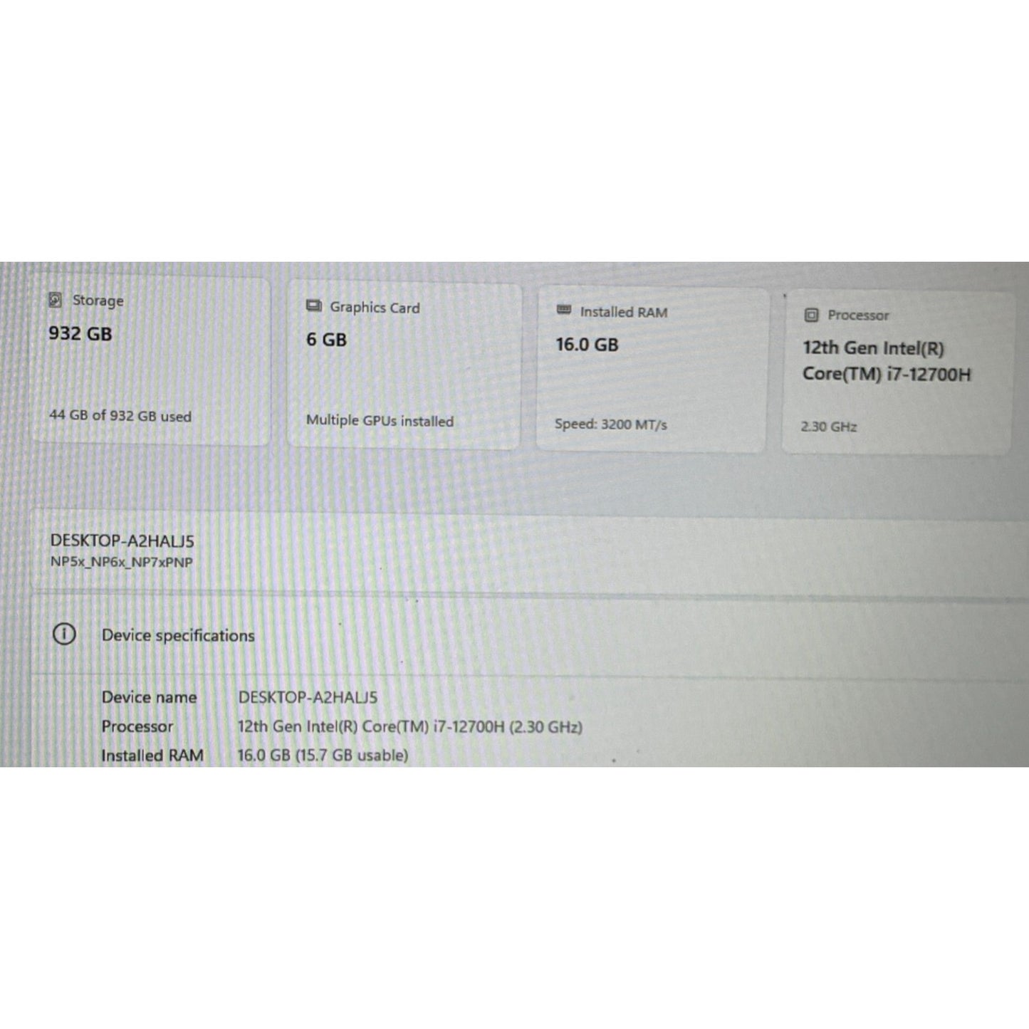 Sager PD70PNP Intel Core i7-12700H 2.3GHz RTX 3060 16GB RAM 1TB SSD 17.3''