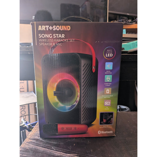 ART+SOUND Song Star Wireless Karaoke Set Bluetooth 5.3 Vibrant LEDs Mic