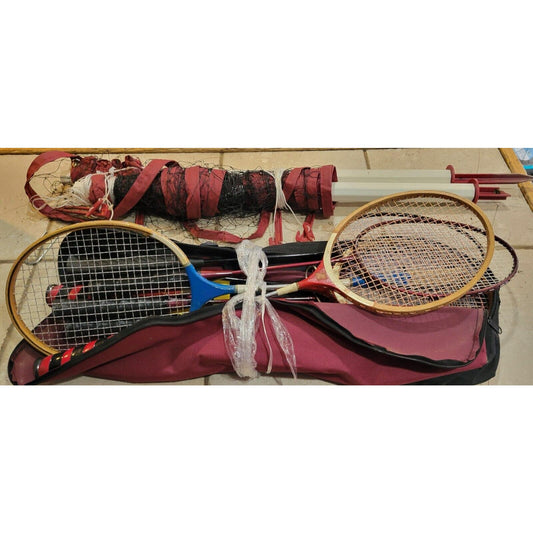 Portable Professional Complete Volleyball Badminton Set w/Net 8 Rackets 11 Balls