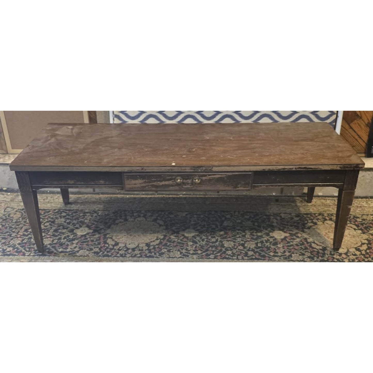 Wooden Table With Drawer 48L x 17W x 16H