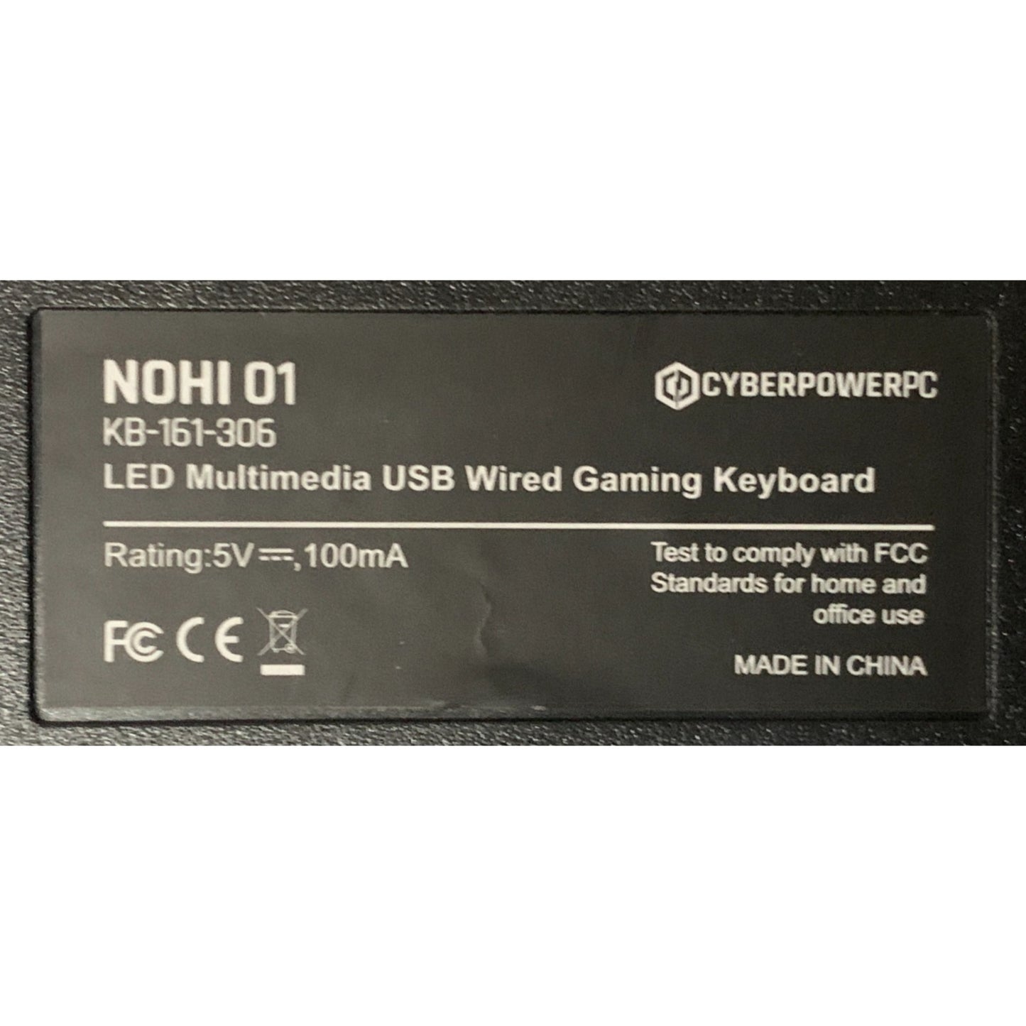 Cyberpower PC Play Ready 01 NOHI LED Wired Gaming Keyboard Black KB-161-306