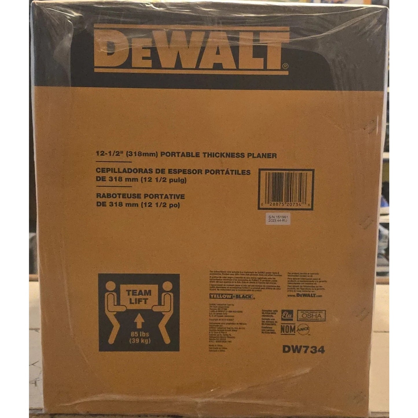DeWALT DW734 12-1/2" Thickness Three Knife Head Wood Planer Tool - 15 Amp