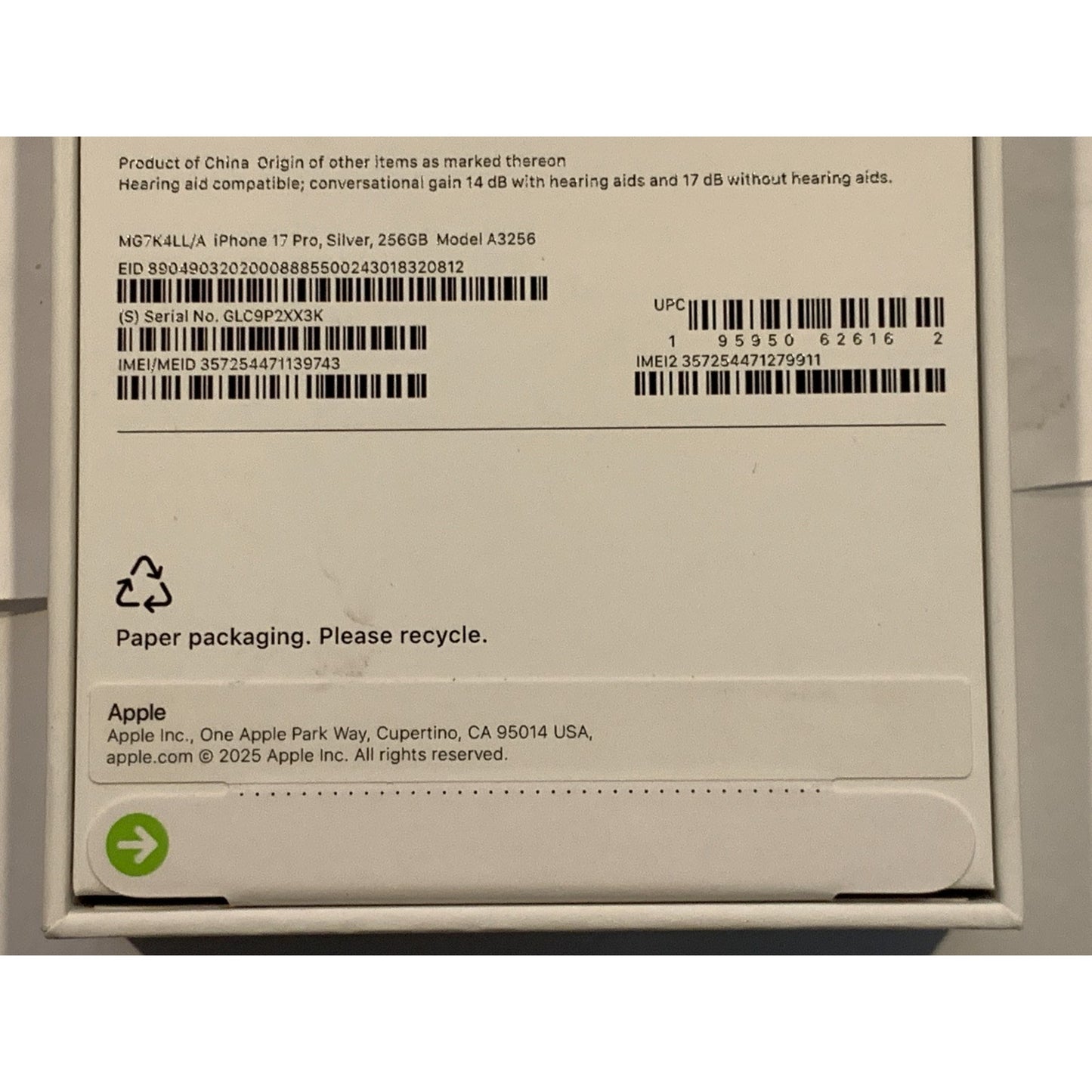 Apple iPhone 17 Pro 256 GB Silver Unlocked
