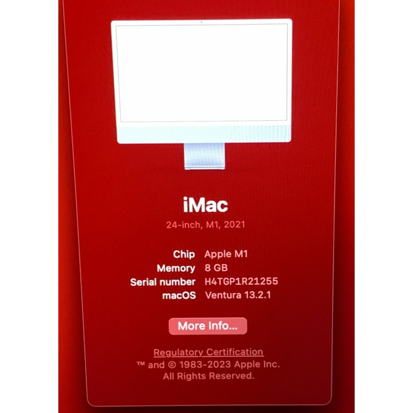 2021 Apple iMac 24" M1 3.2GHz 8GB RAM 256GB SSD Blue MJV93LL/A