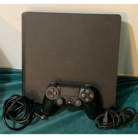 Sony PlayStation 4 Slim 1TB Black W/Controller & wires.