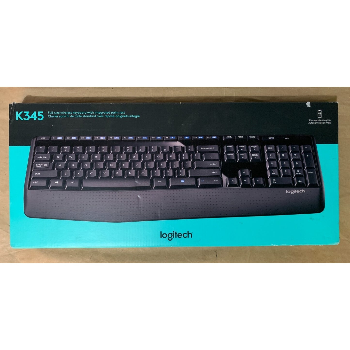Logitech K345 Wireless Keyboard - Full-Sized Keyboard with Palm Rest, 2.4 GHz
