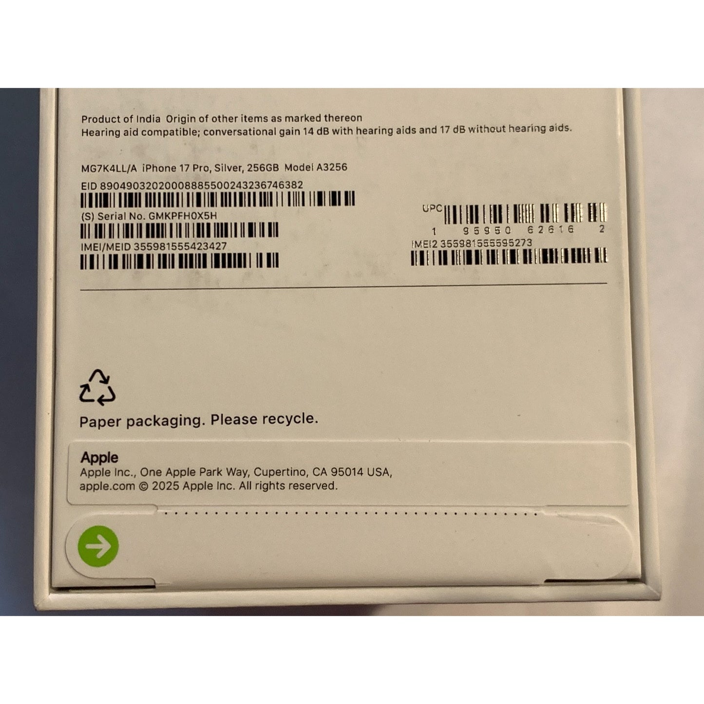 Apple iPhone 17 Pro 256 GB Silver Unlocked