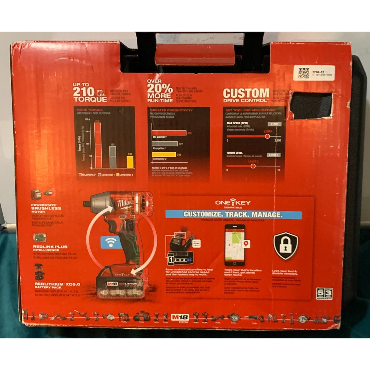 Milwaukee 2759-22 M18 Fuel 18V Impact Wrench with Pin Detent Kit - Red
