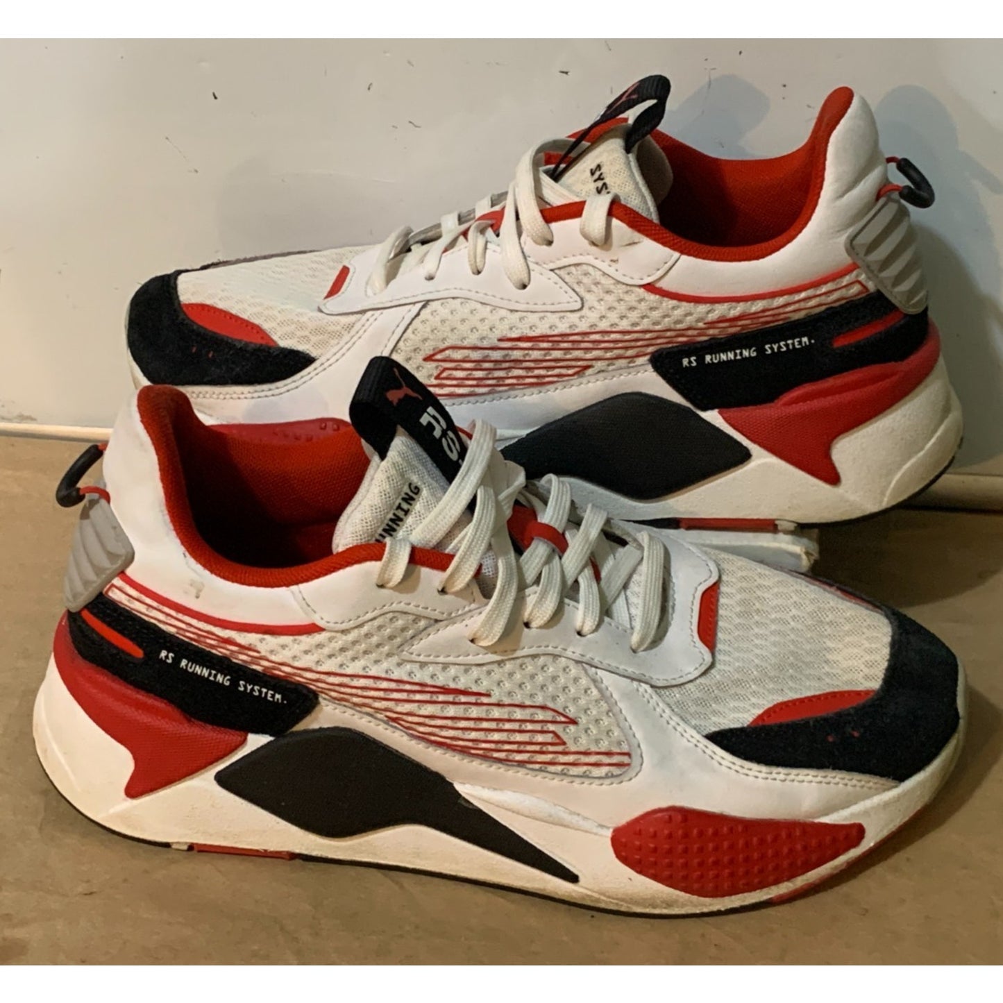 Mens Puma RS-X Cyber White/High Risk Red/Black Running Shoes 374331 01 Size 10