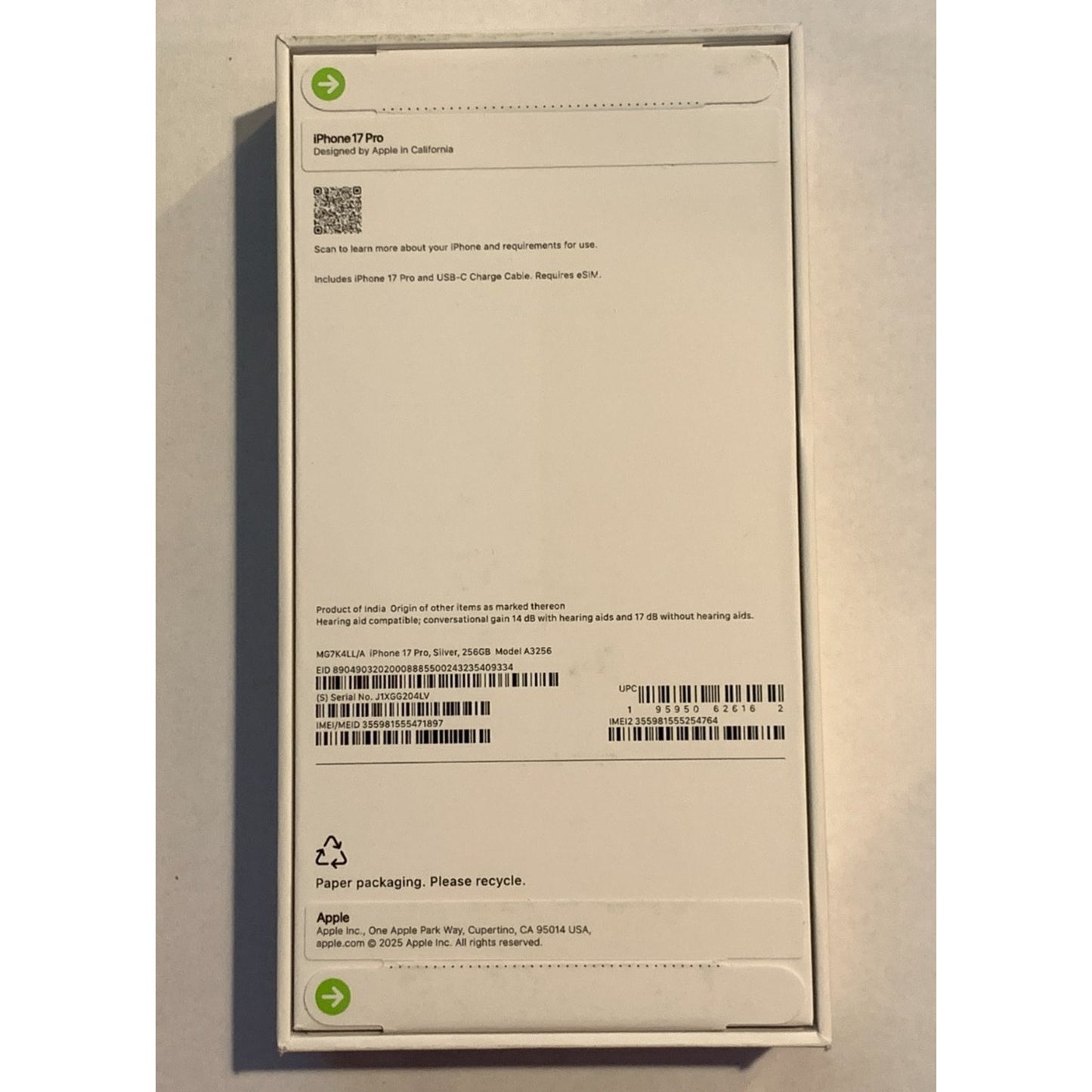 Apple iPhone 17 Pro 256 GB Silver Unlocked