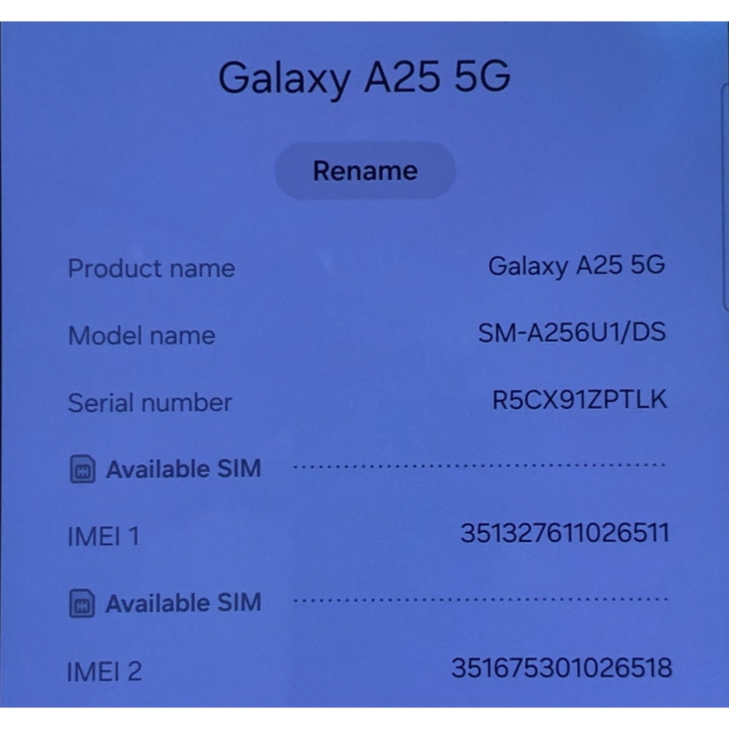 Samsung Galaxy A25 5G SM-A256U 128GB 6GB Unlocked Blue