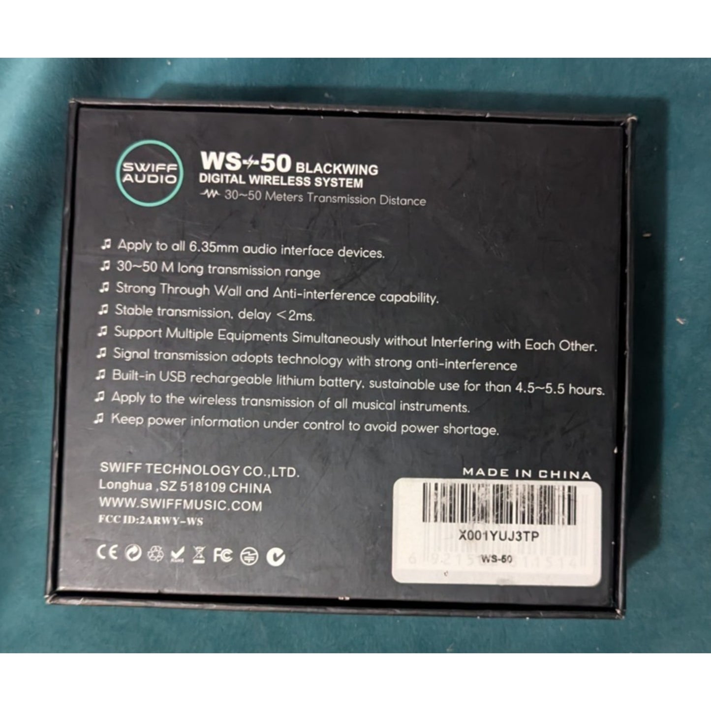 Swiff Audio WS-50 Guitar Blackwing Digital Wireless System Transmitter Receiver