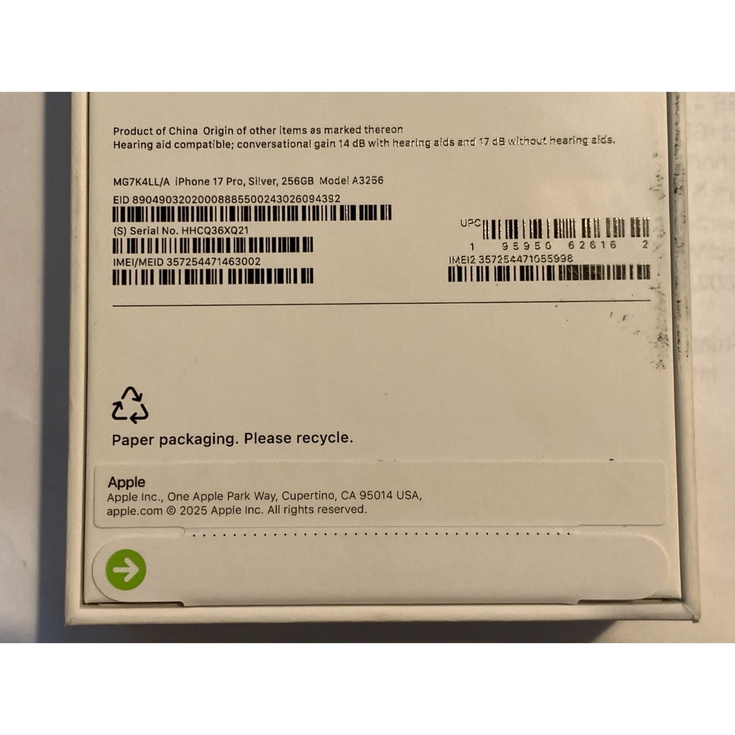 Apple iPhone 17 Pro 256 GB Silver Unlocked