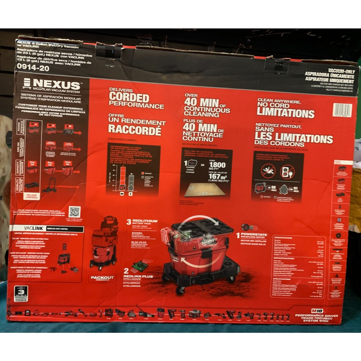 Milwaukee 0914-20 M18 FUEL NEXUS 6-Gal Wet/Dry Vacuum PACKOUT VACLINK