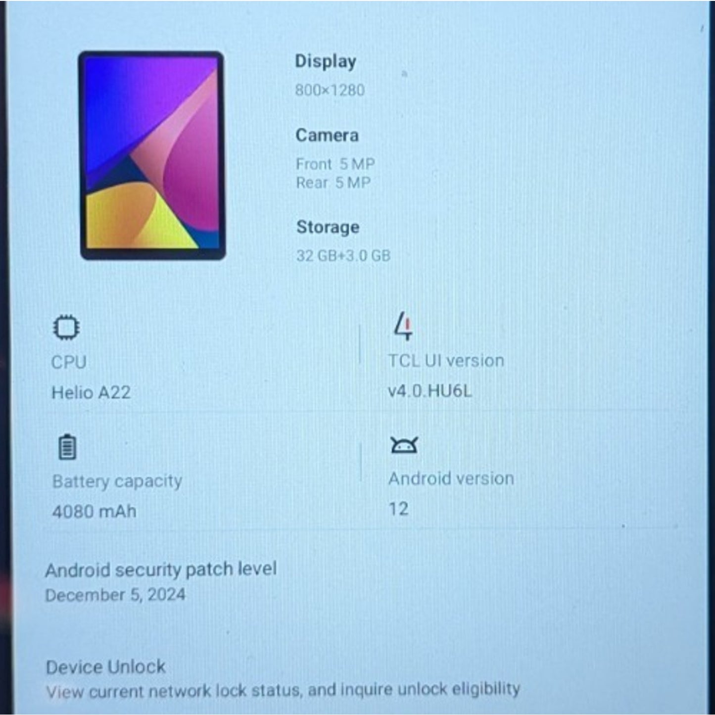 TCL TAB 8 LE Metro by T-Mobile Tablet WIFI 32GB 9137W