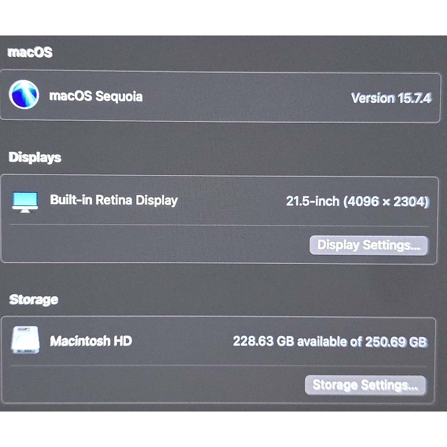 Apple iMac A2116 i3-8100 3.60GHz 8GB RAM 256GB SSD (Early 2019) Sequoia