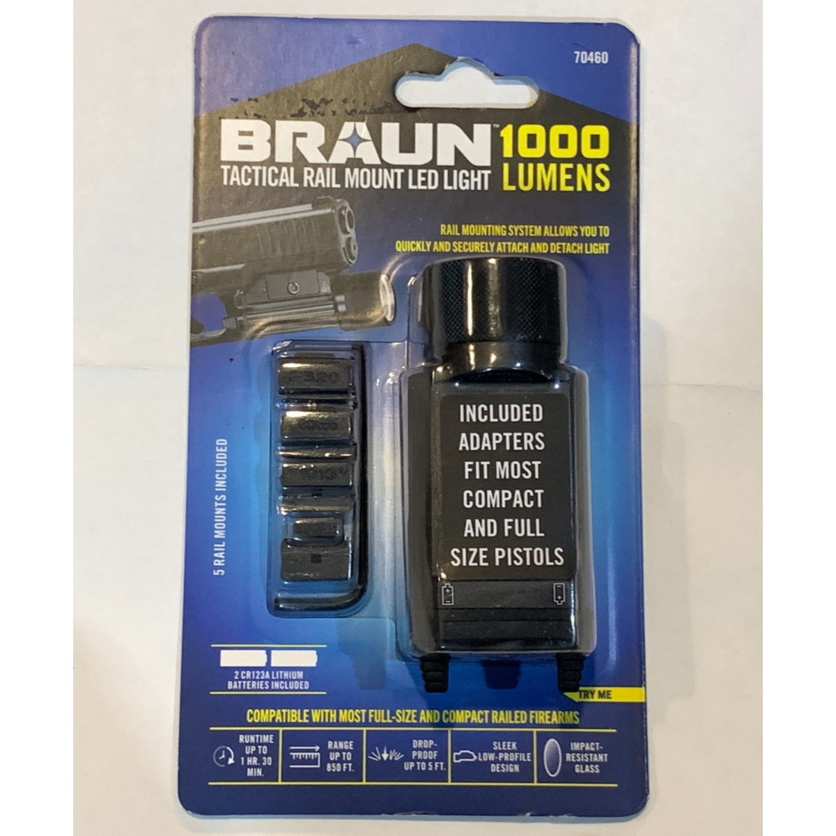 BRAUN Tactical Rail Mount LED Light 1000 Lumens (70460) BRAND NEW