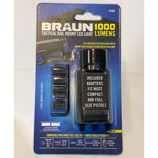 BRAUN Tactical Rail Mount LED Light 1000 Lumens (70460) BRAND NEW