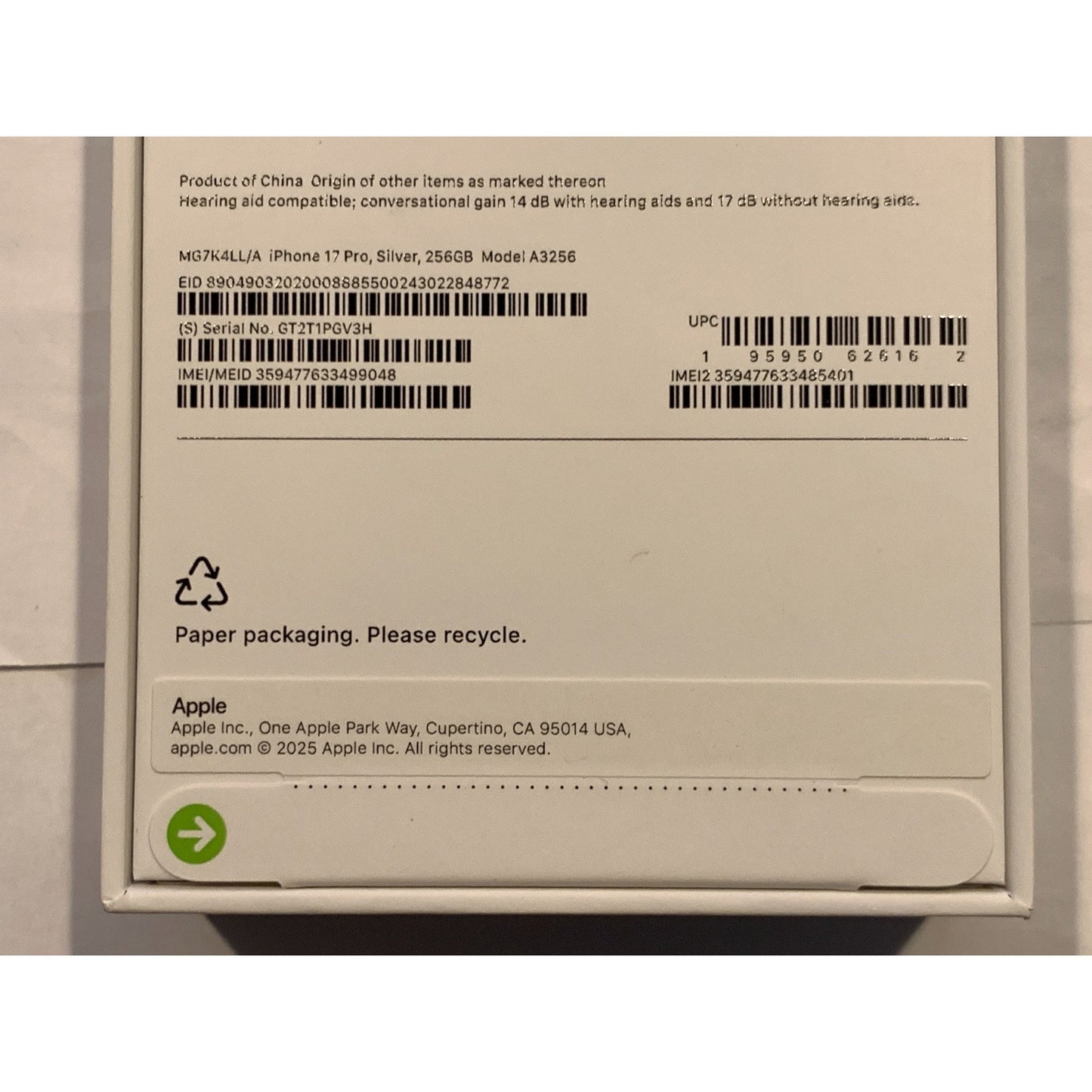 Apple iPhone 17 Pro 256 GB Silver Unlocked