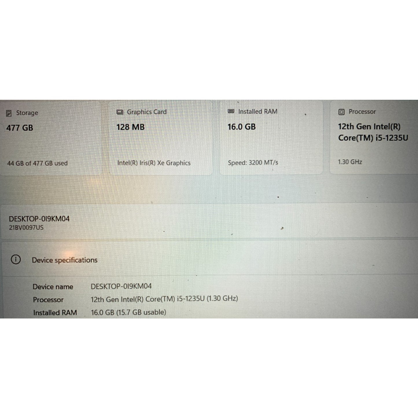 LENOVO T16 GEN 1 I5-1235U 512GB SSD 16GB RAM, Charger, Warranty 4/2026