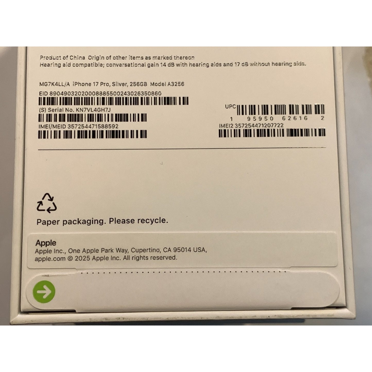 Apple iPhone 17 Pro 256 GB Silver Unlocked