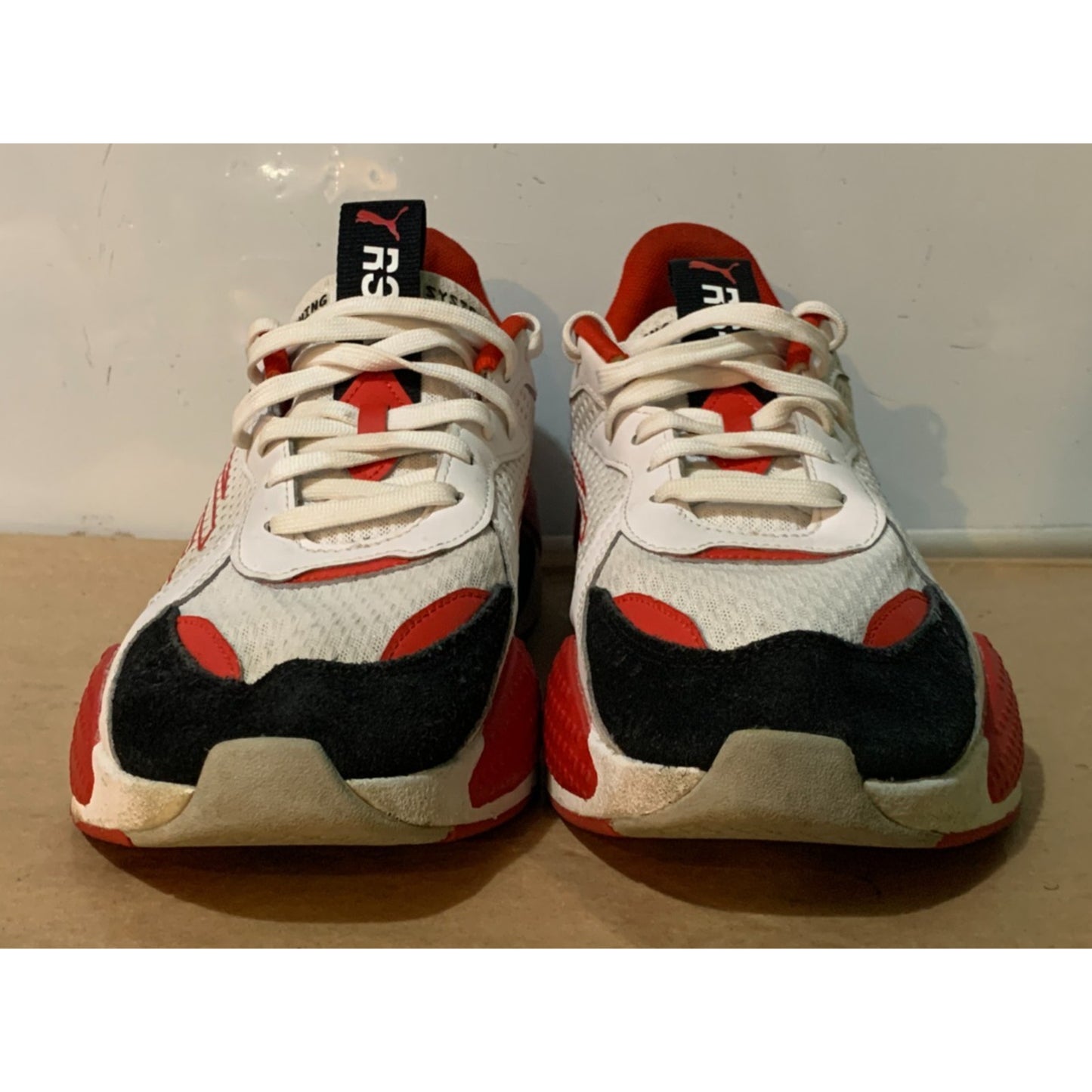 Mens Puma RS-X Cyber White/High Risk Red/Black Running Shoes 374331 01 Size 10