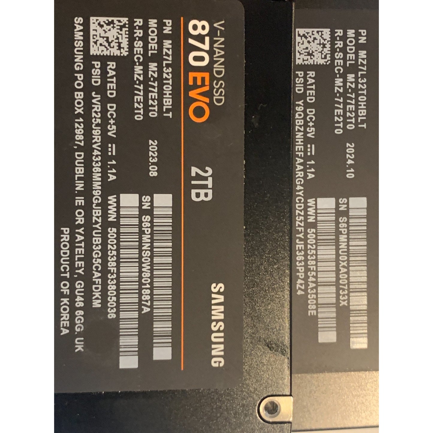Samsung 870 EVO 2TB 2.5" SATA III Internal SSD MZ-77E2T0 99-100% Health