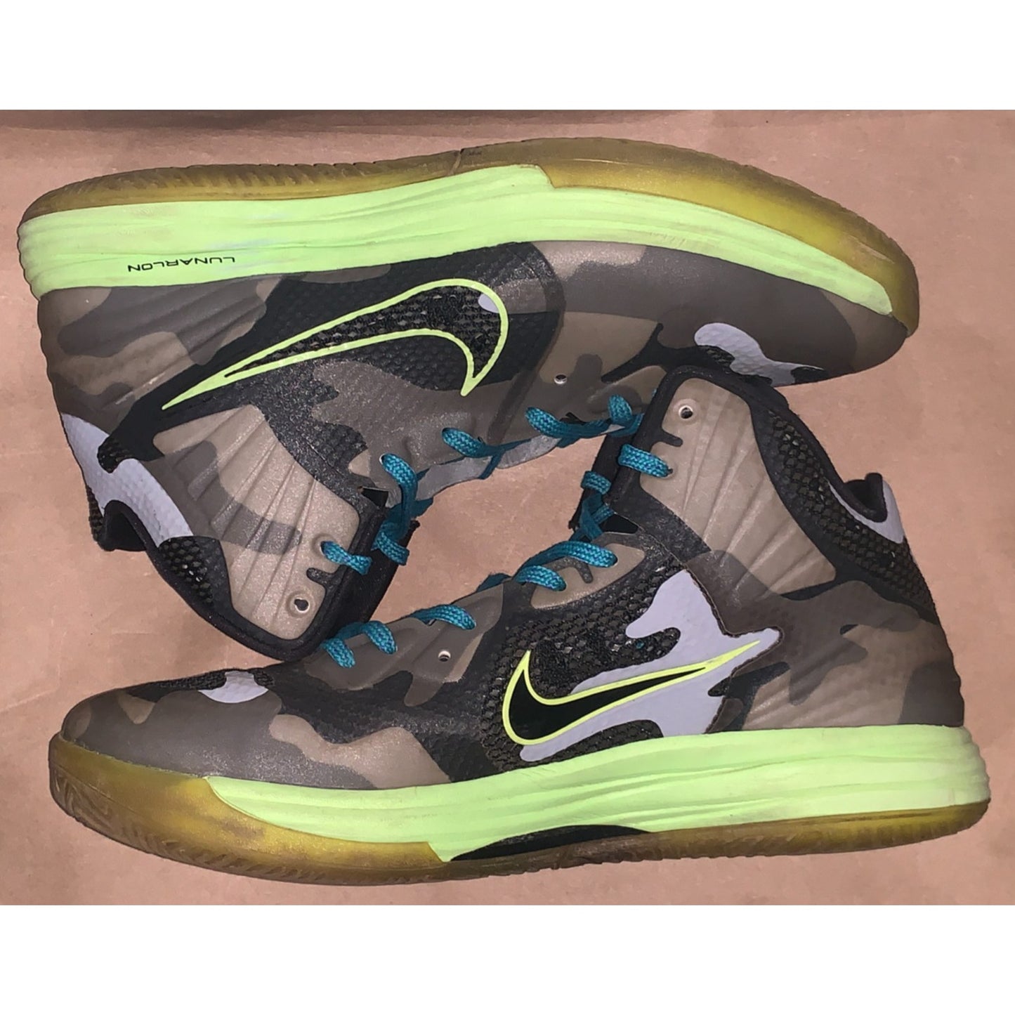 Nike Lunar Hypergamer Grey Camo Neon 2011 Size 10.5 Style 469756-012