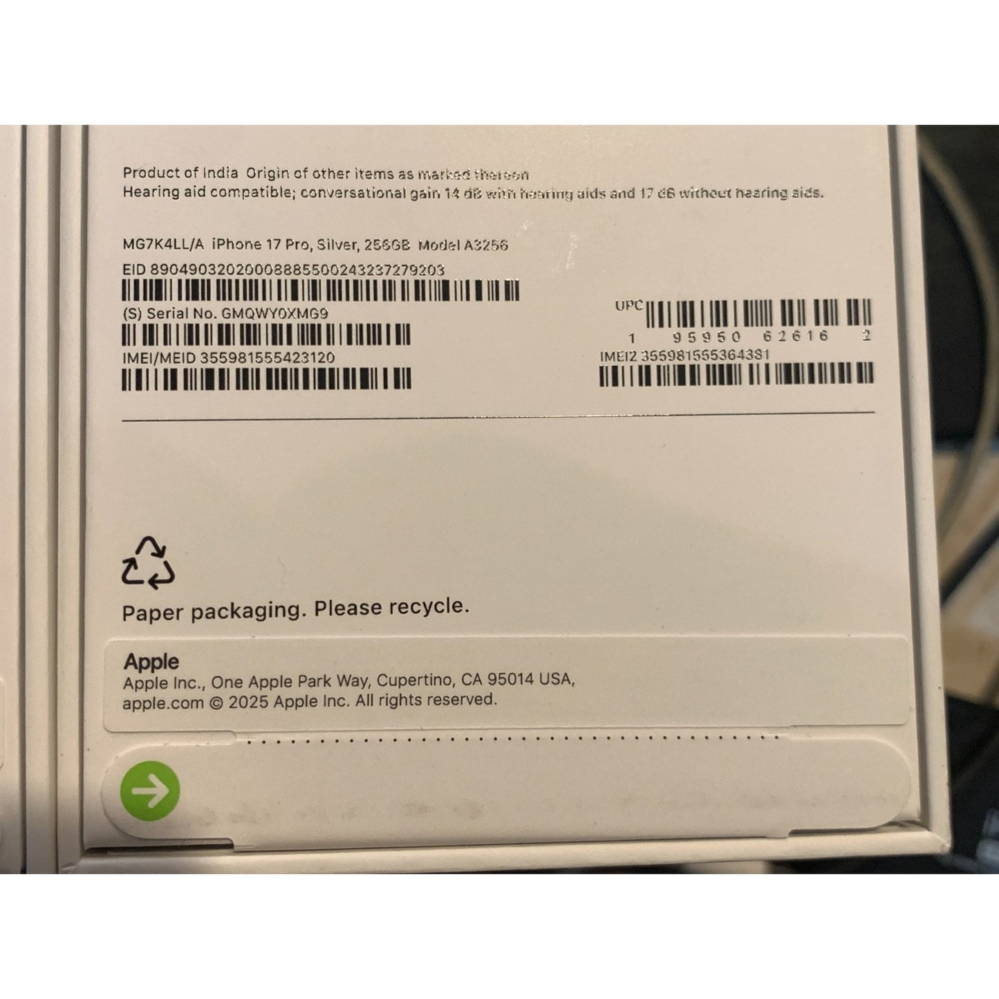 Apple iPhone 17 Pro 256 GB Silver Unlocked