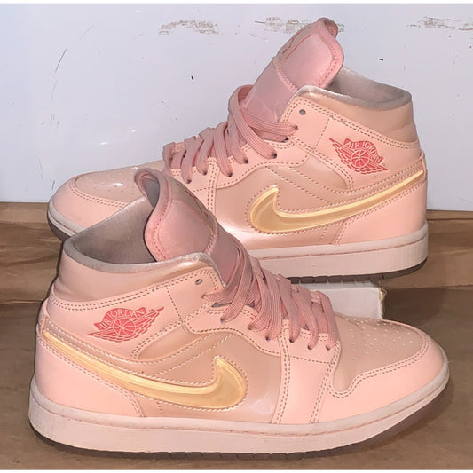 Nike Air Jordan 1 Mid Valentines Day Womens Size 7 Pink Athletic Shoes Sneakers