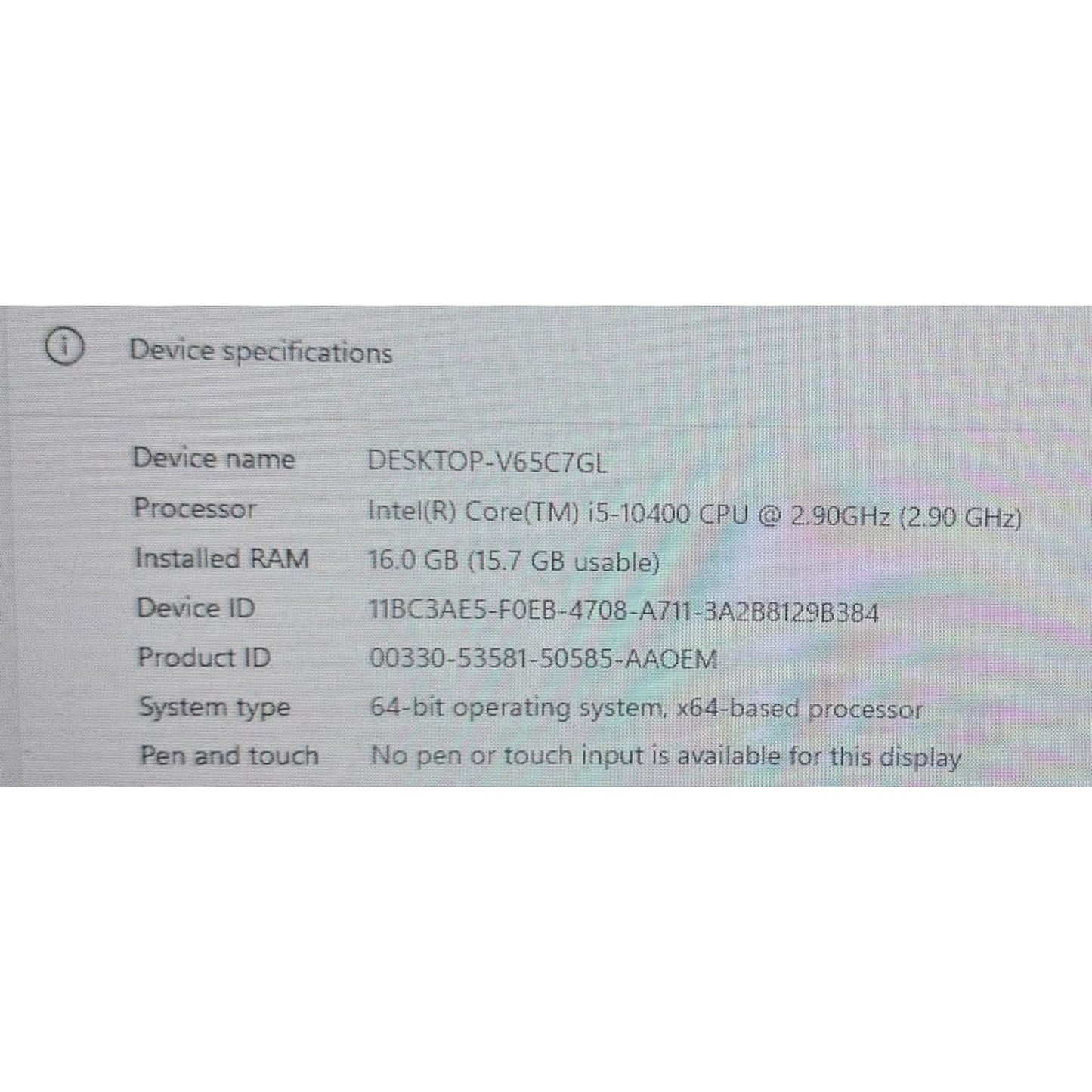 Lenovo ThinkCentre M70c Desktop / Intel Core I5-10400 / AMD RX 550 / 256SSD / 16GB Ram /